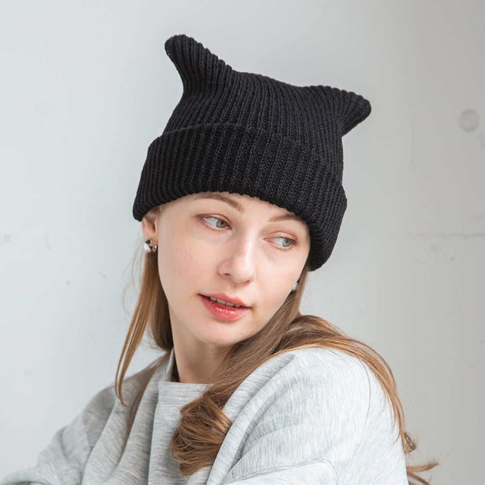 PATOU 黒 ニット帽 猫刺繍付き PATOU 黒 ニット帽 猫刺繍付き 通販ファッション - PATOU 黒 ニット帽