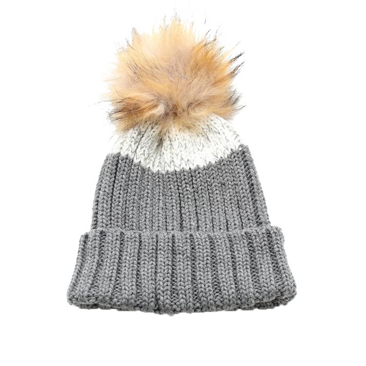 ニット）ツートンボンボンフェイクファーワッチ – イチヨンプラス