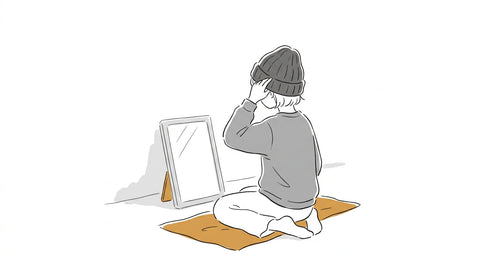 帽子辞典 つば付きニット帽のかぶり方｜後ろから整えるのが基本 article thumbnail