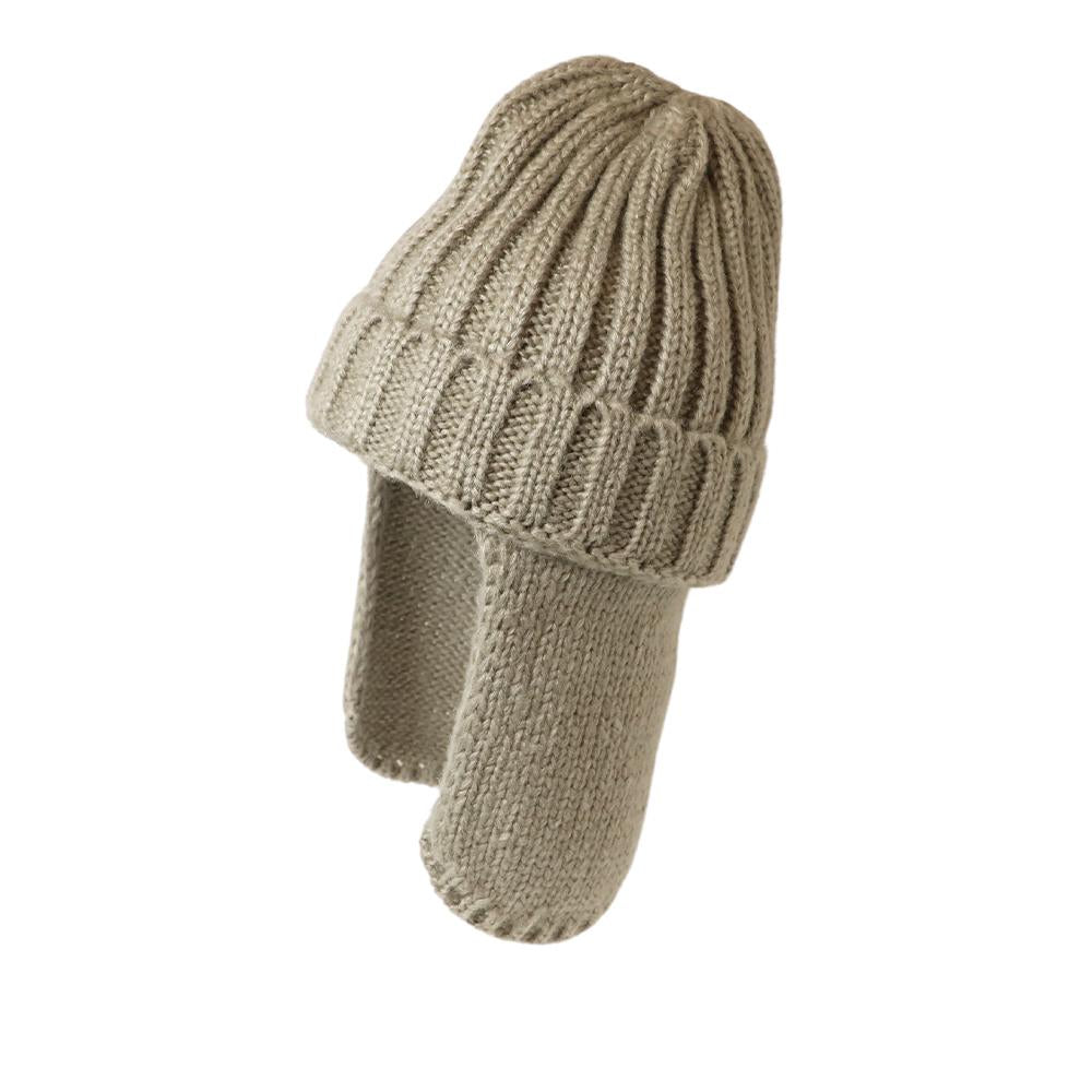 LADE beanie  ニット帽　レザー　耳当て □LADE Custom Order Beanies□ Hitsujiyan Mouton - Saddle