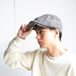 チェックツイード耳付きハンチング