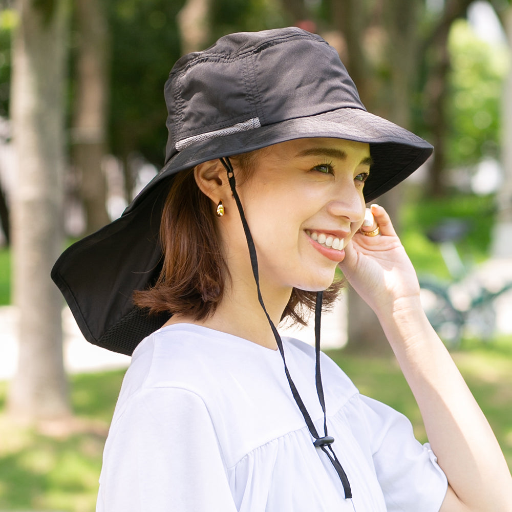 撥水遮光配色垂れ付きサファリ