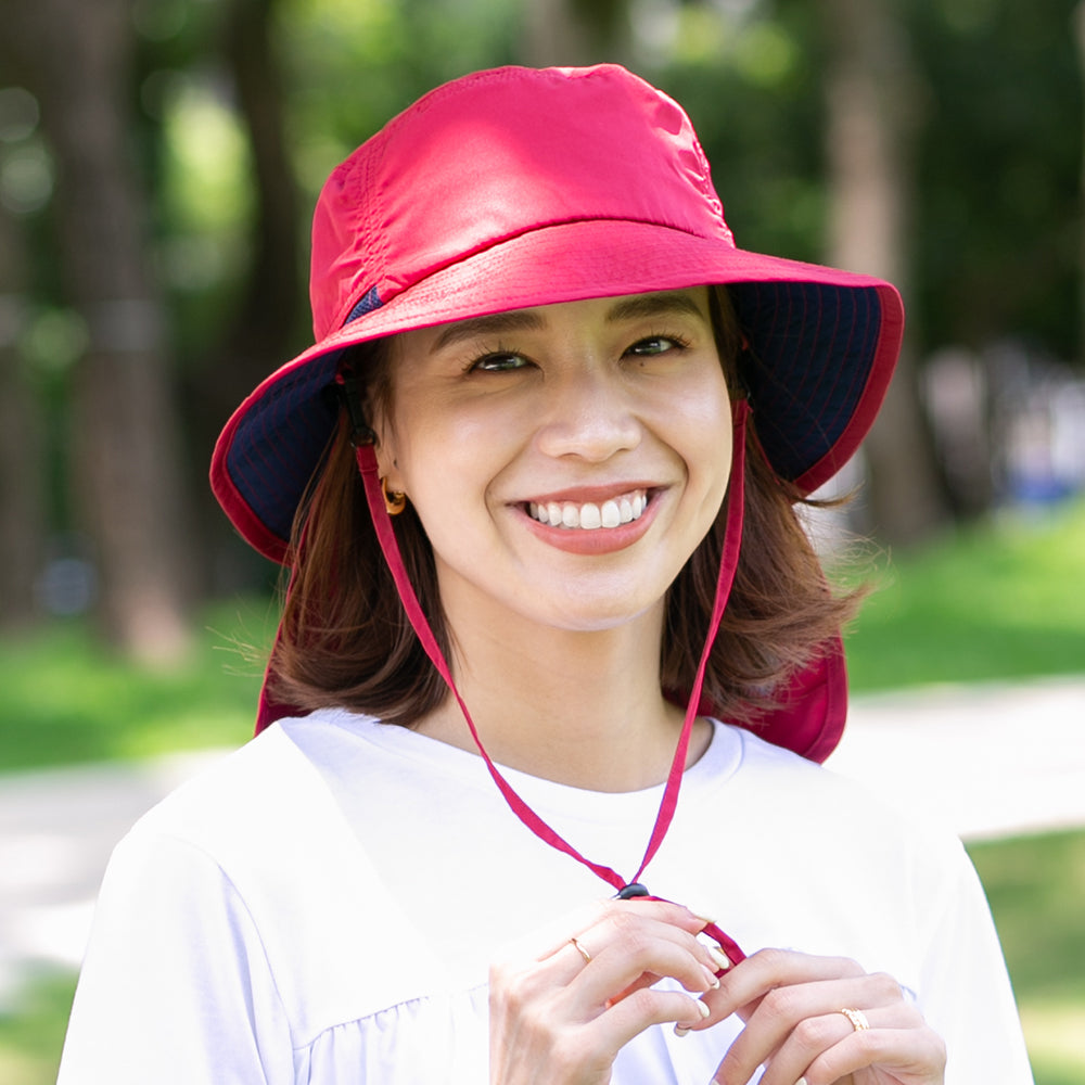 撥水遮光配色垂れ付きサファリ