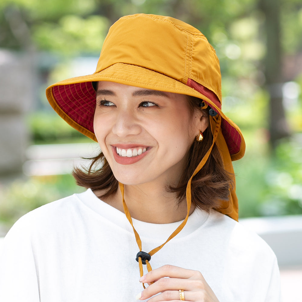 撥水遮光配色垂れ付きサファリ