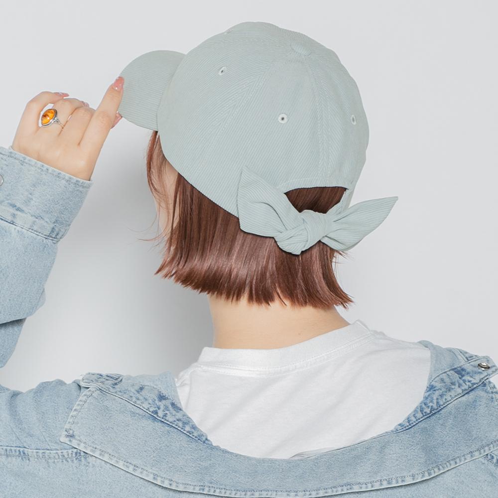 細コーデュロイバックリボンキャップ