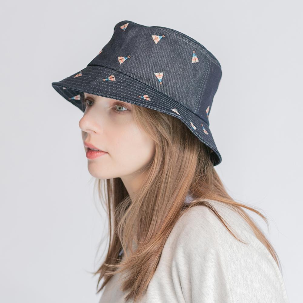 デニムCAMP刺繍バケハ – イチヨンプラス / 帽子通販