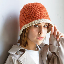 ニット配色クローシュハット