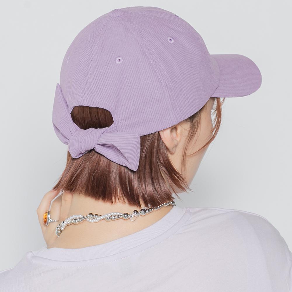 細コーデュロイバックリボンキャップ