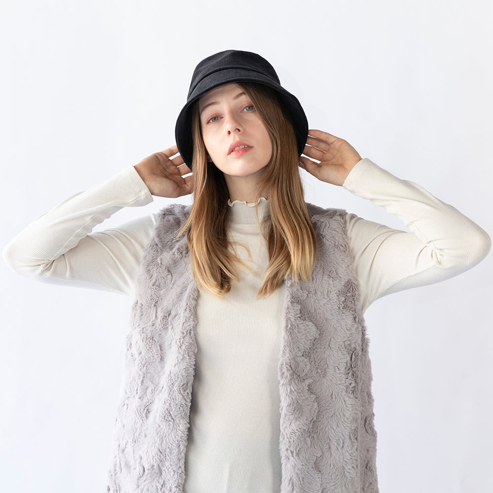 コーデュロイシンプルバケハ