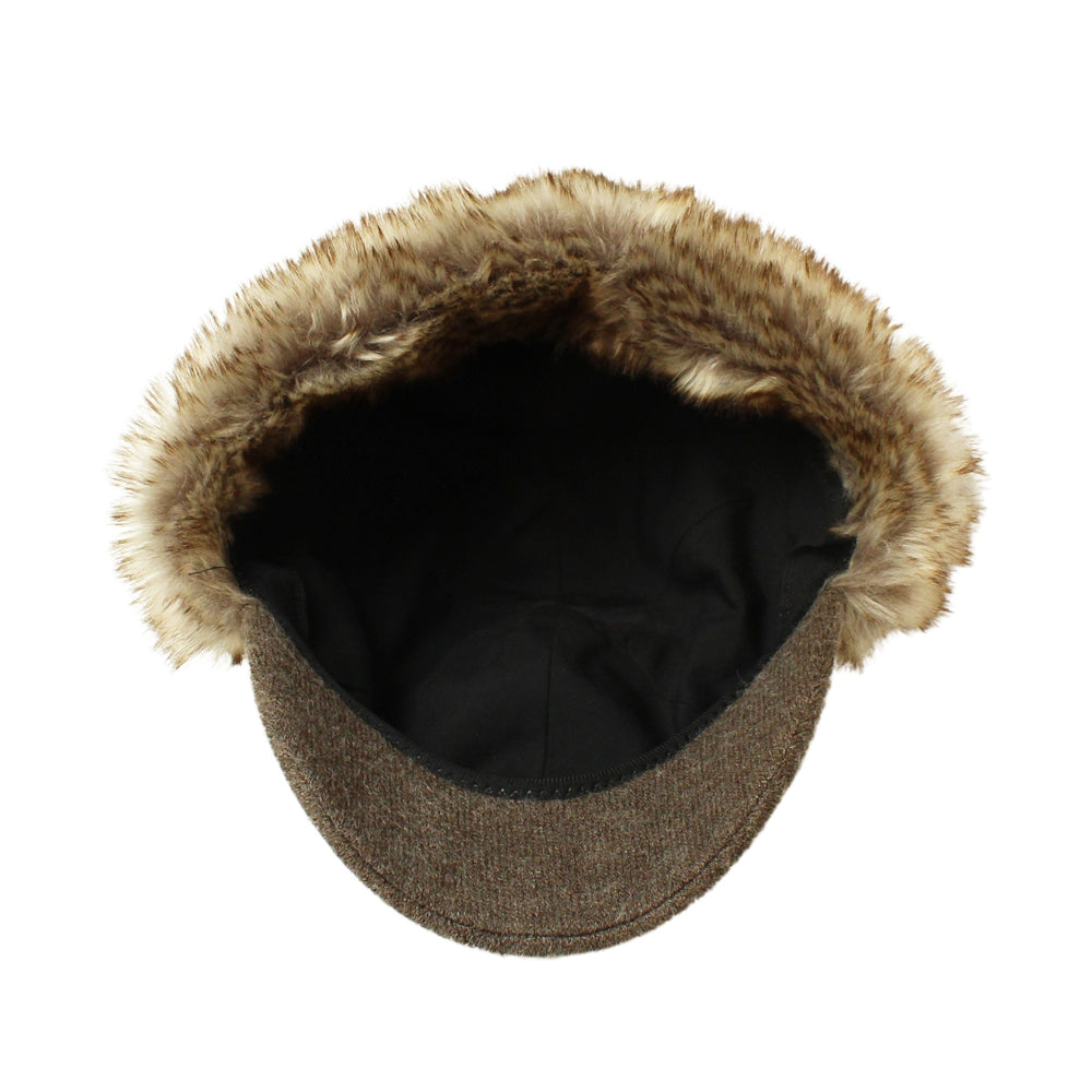 ニット生地フェイクファー付きキャップ