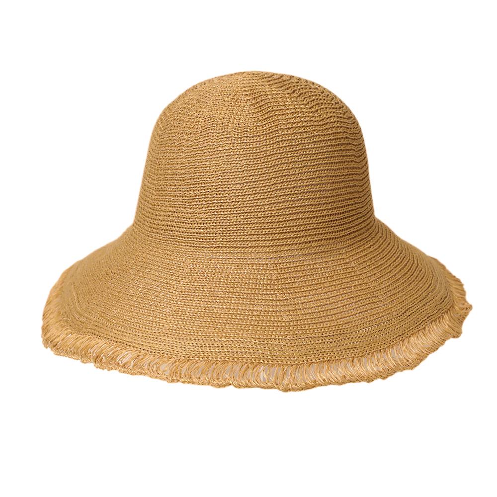 編立てつば広フリンジハット