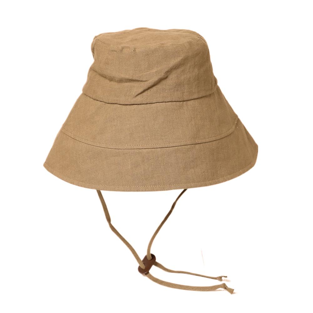 麻遮光生地つば広ダウン