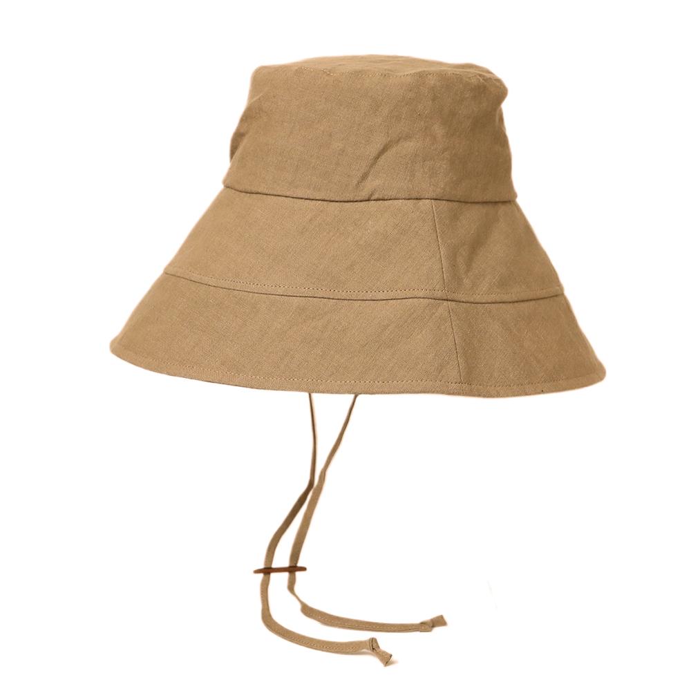 麻遮光生地つば広ダウン