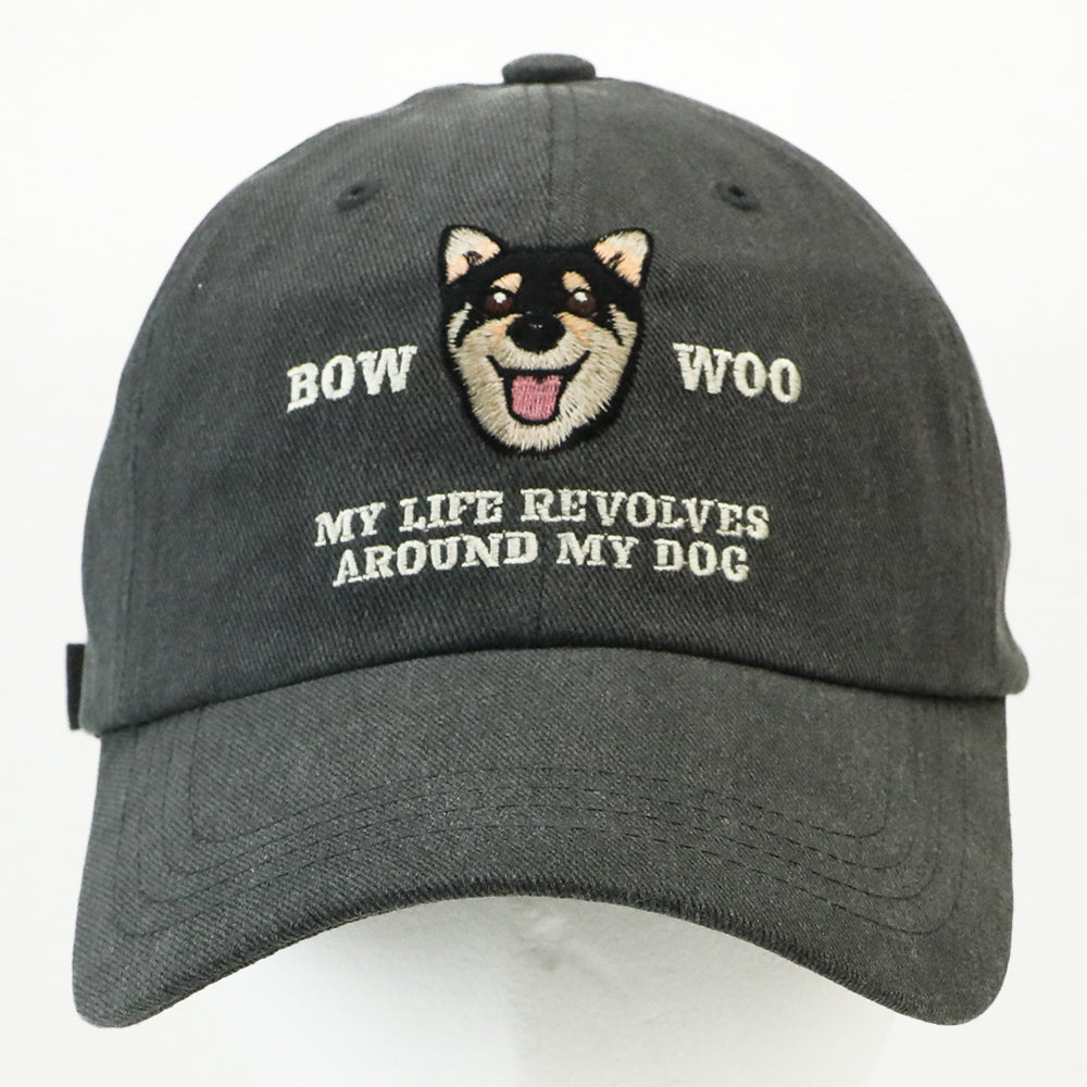 黒柴刺繍CAP
