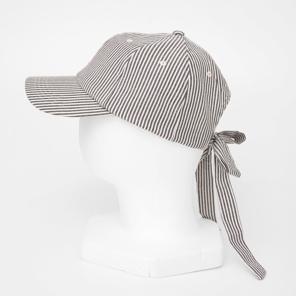 シアサッカーロングリボンキャップ