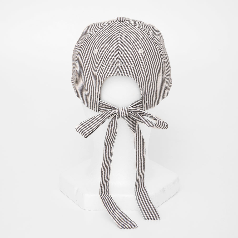 シアサッカーロングリボンキャップ