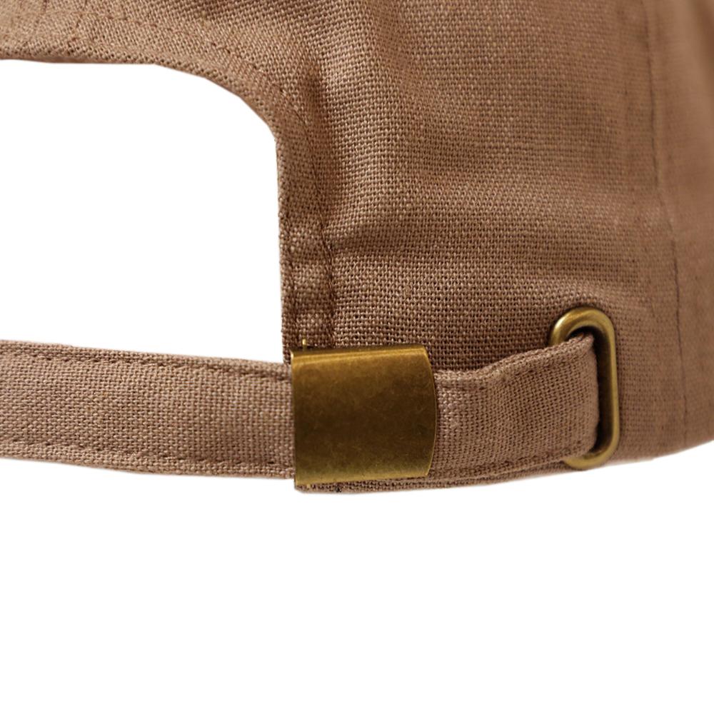 麻混筆記体刺繍キャップ