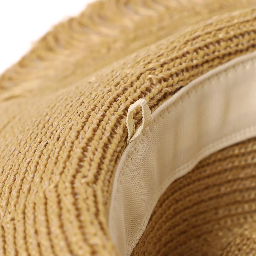 編立てつば広フリンジハット