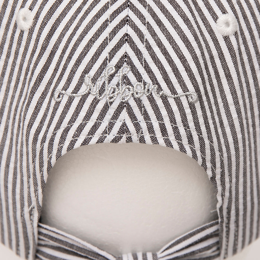 シアサッカーロングリボンキャップ