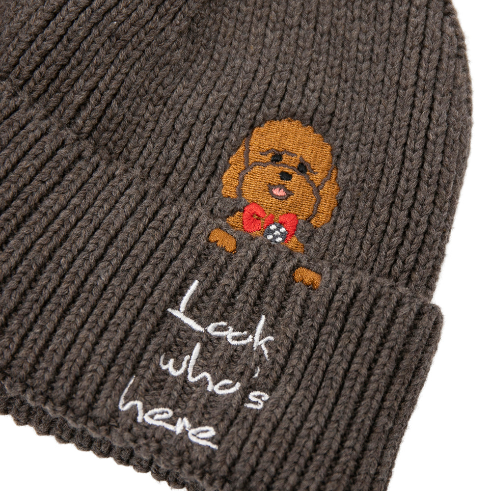 犬刺繍ニット帽