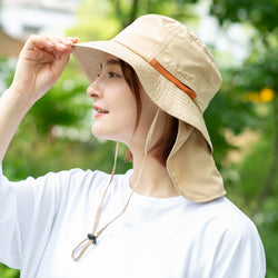 撥水遮光配色垂れ付きサファリ