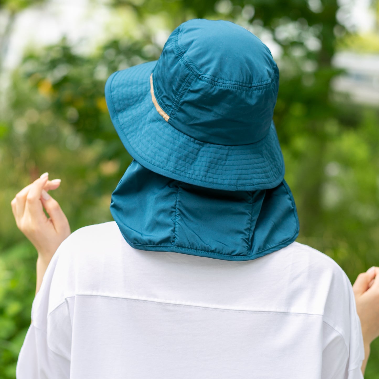 撥水遮光配色垂れ付きサファリ