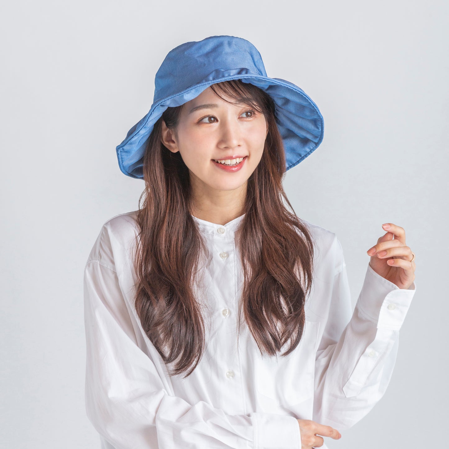 デニム刺繍フリルハット