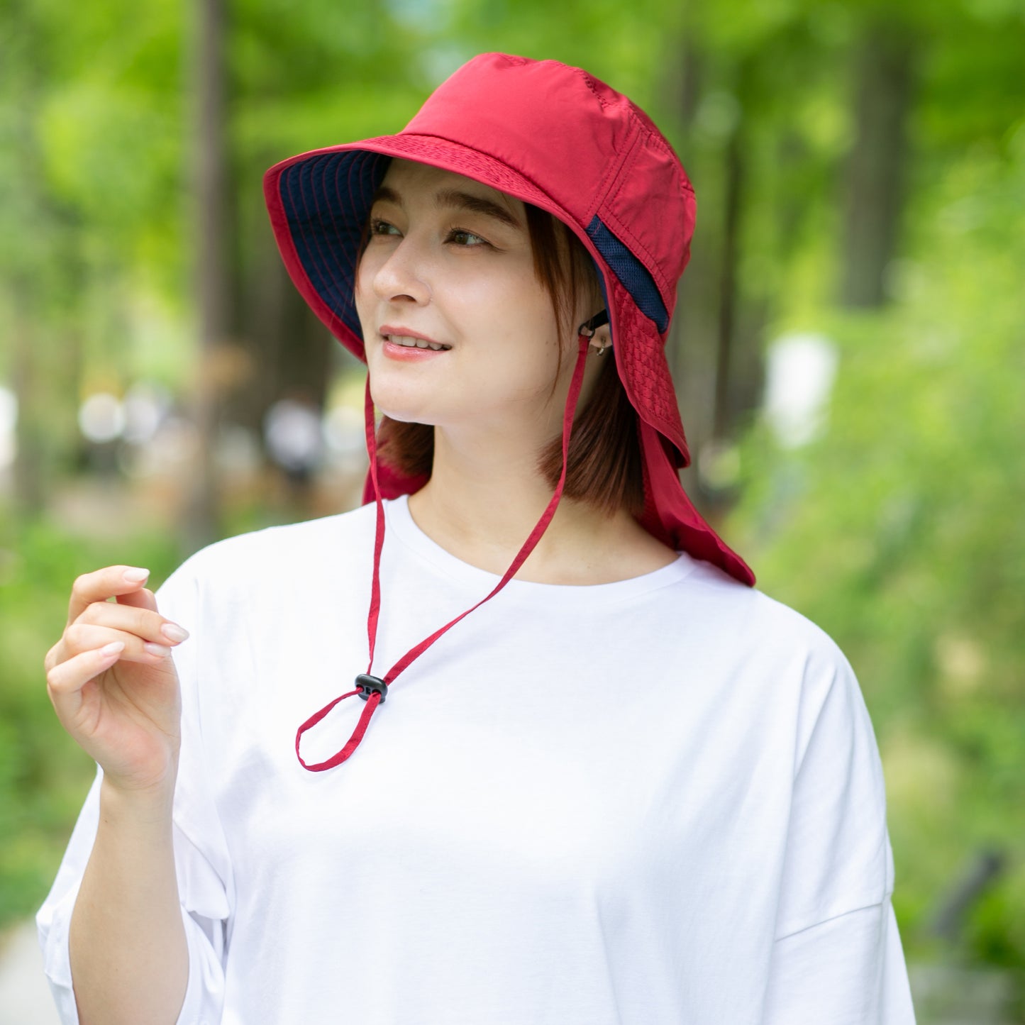 撥水遮光配色垂れ付きサファリ