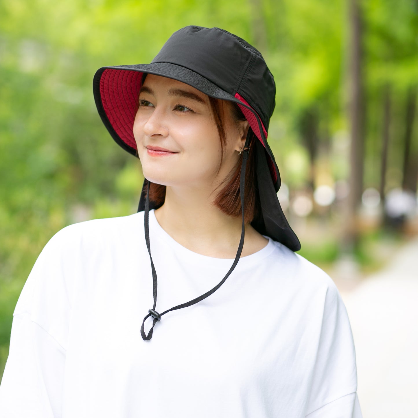 撥水遮光配色垂れ付きサファリ