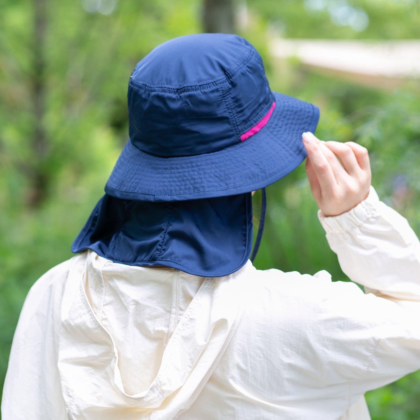 撥水遮光配色垂れ付きサファリ