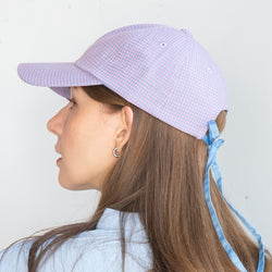 チェック柄リボンキャップ