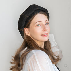 デニム革チョボ付ベレー