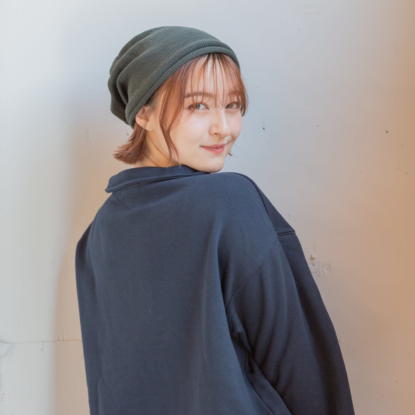 コットンロールアップニット帽