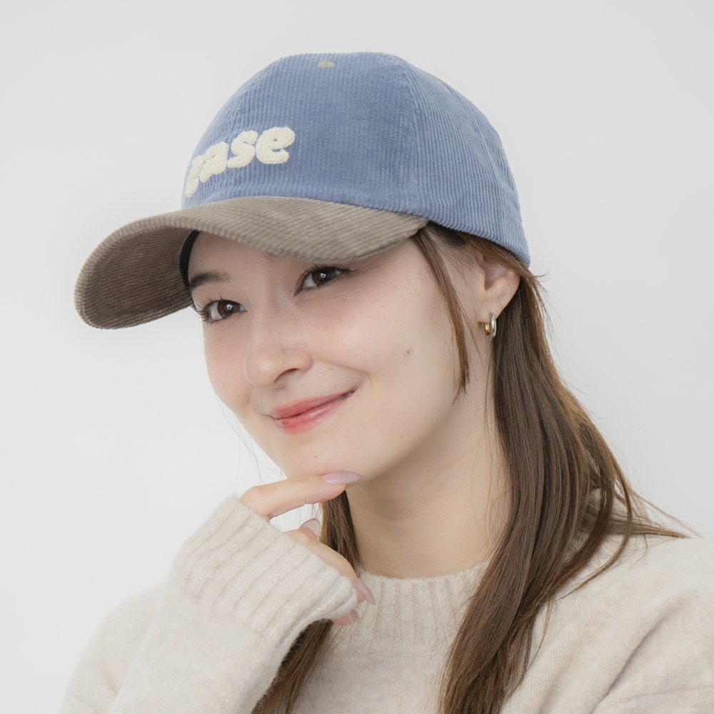 ツートーンボア刺繍コーデュロイキャップ