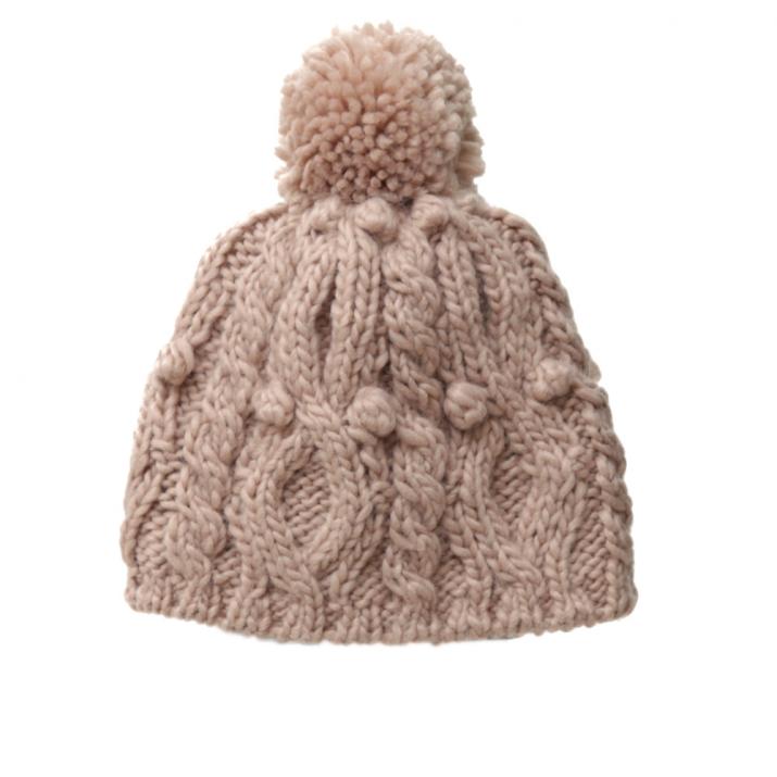 シンプル豆混編みポン付ニット