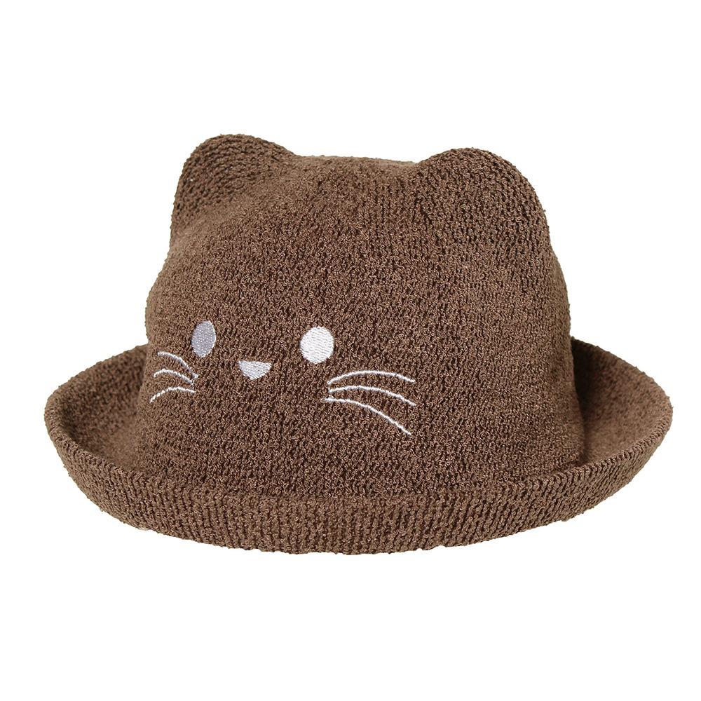 猫モチーフのブラウン帽子 NICOBO（ニコボ）のアクセサリー 猫耳ニットボンネット帽子