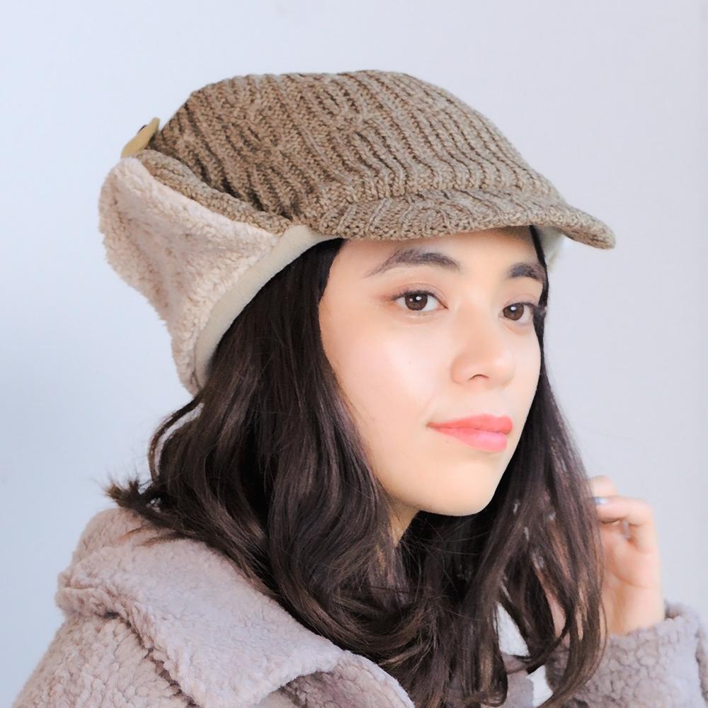 耳あて付きつば付きニット