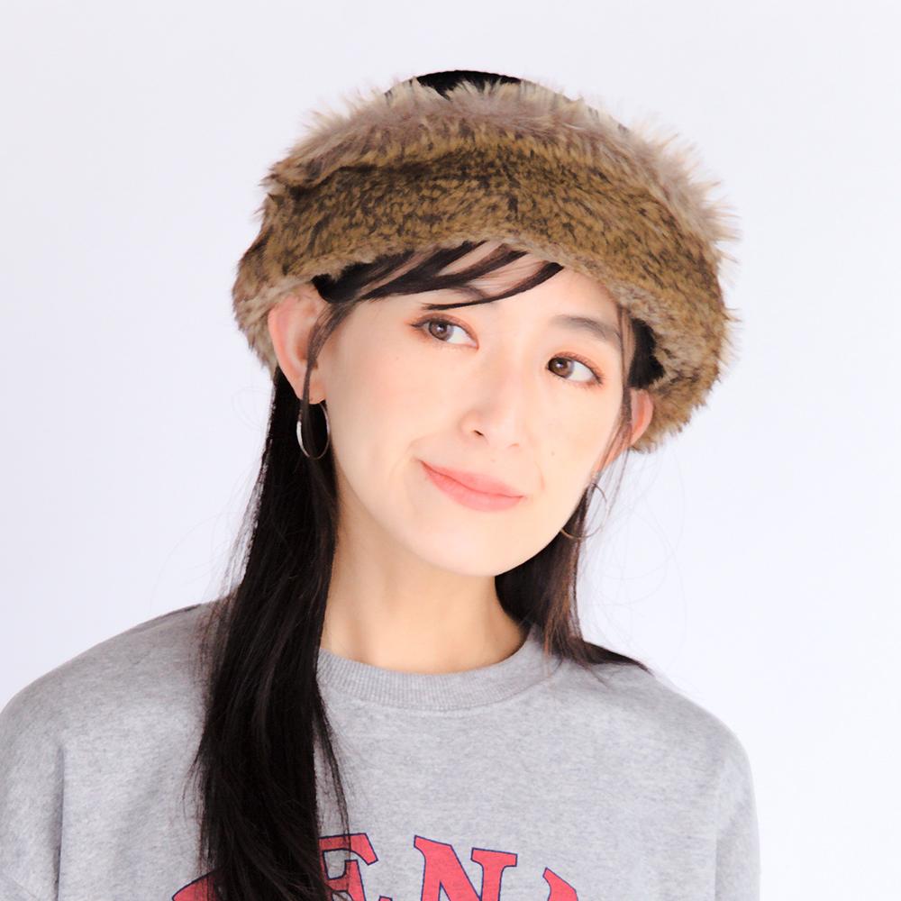 フェイクファー付トーク帽