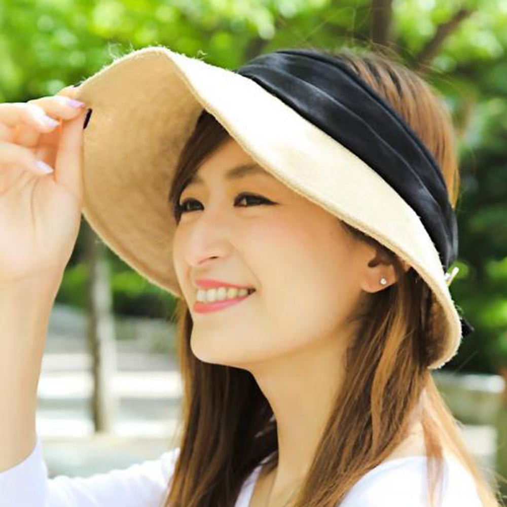 ジュート麻バックリボンサンバイザー