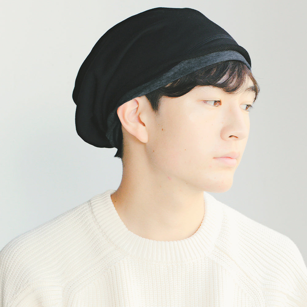 レイヤードゆったりニット帽