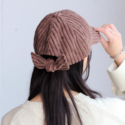 コーデュロイバックリボンキャップ太