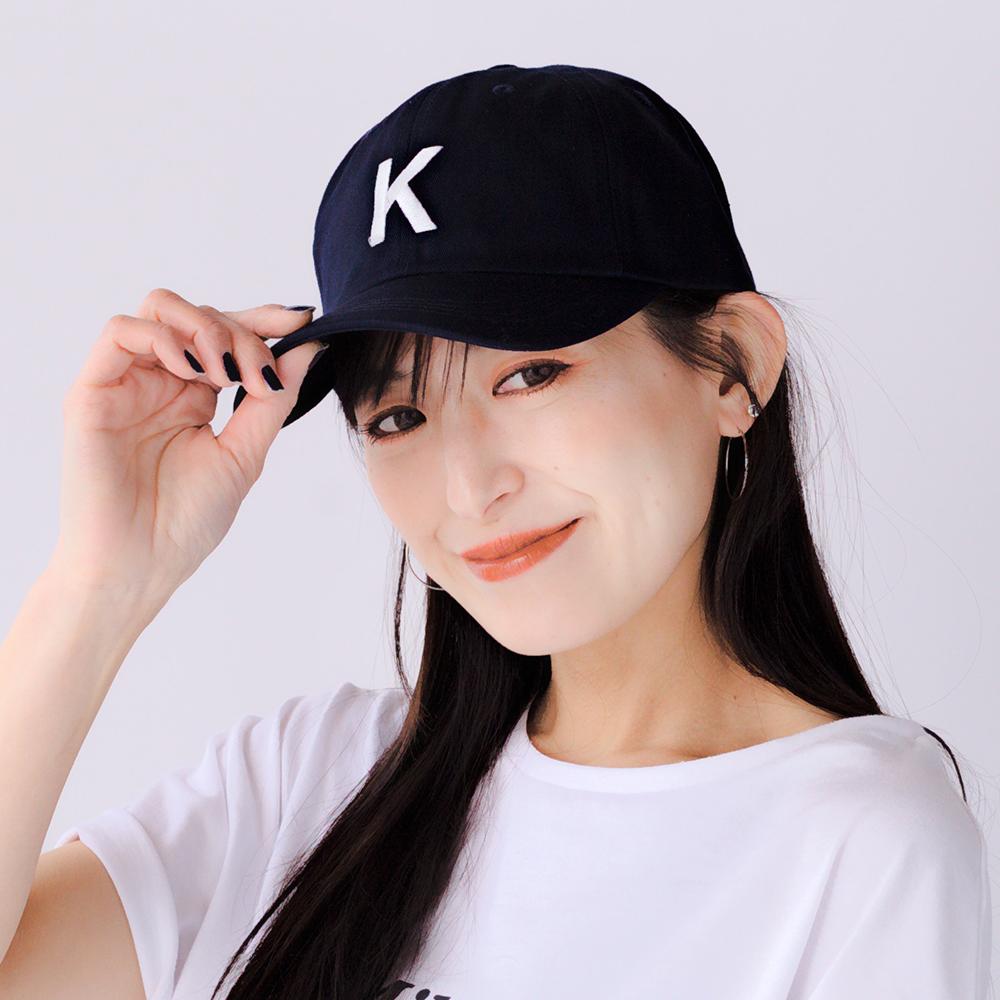 イニシャル刺繍ローキャップ