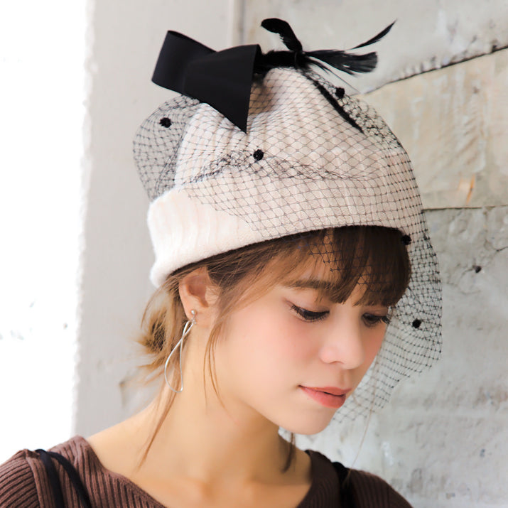 グログランリボンチュール掛けニット