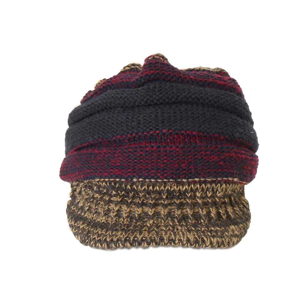 グラデーションつば付きニット