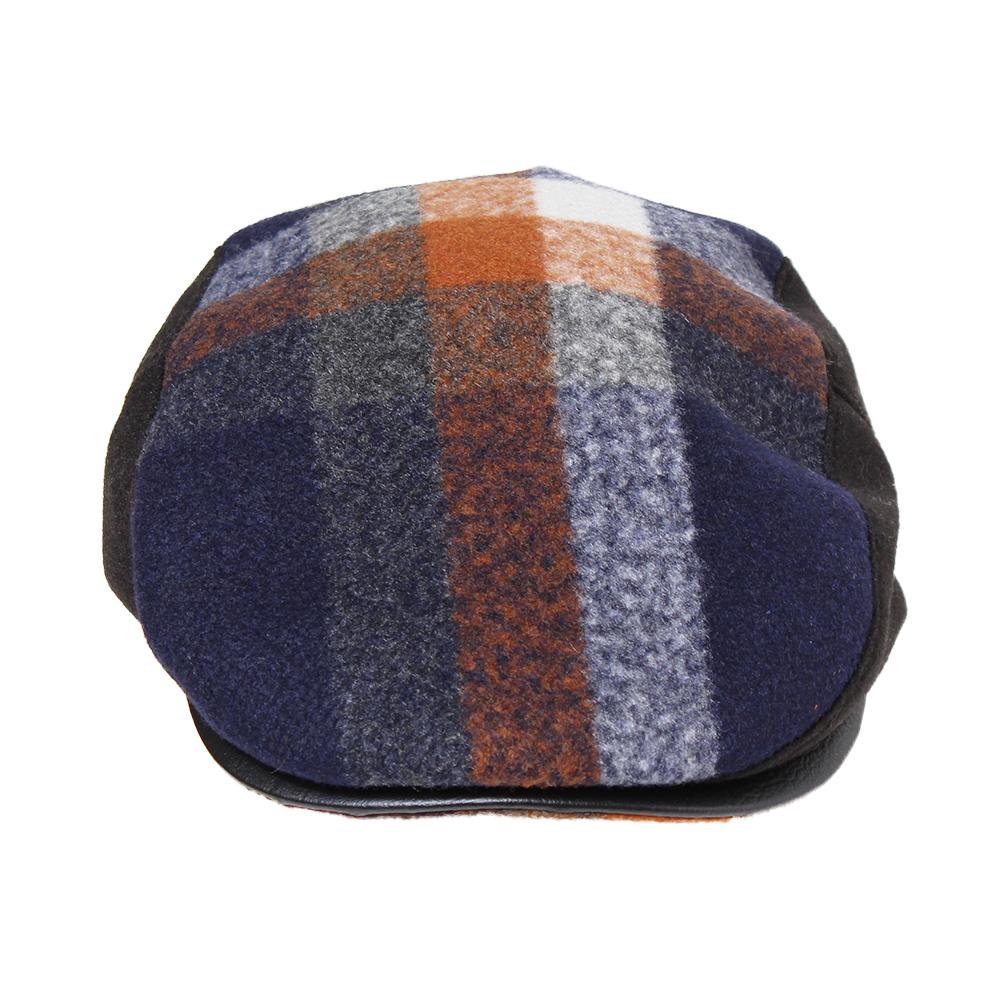 チェックレザー切替ハンチング