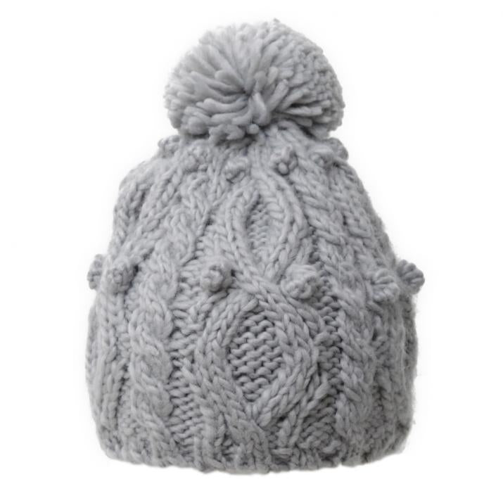 シンプル豆混編みポン付ニット