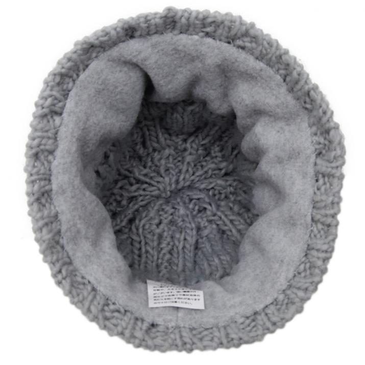 シンプル豆混編みポン付ニット