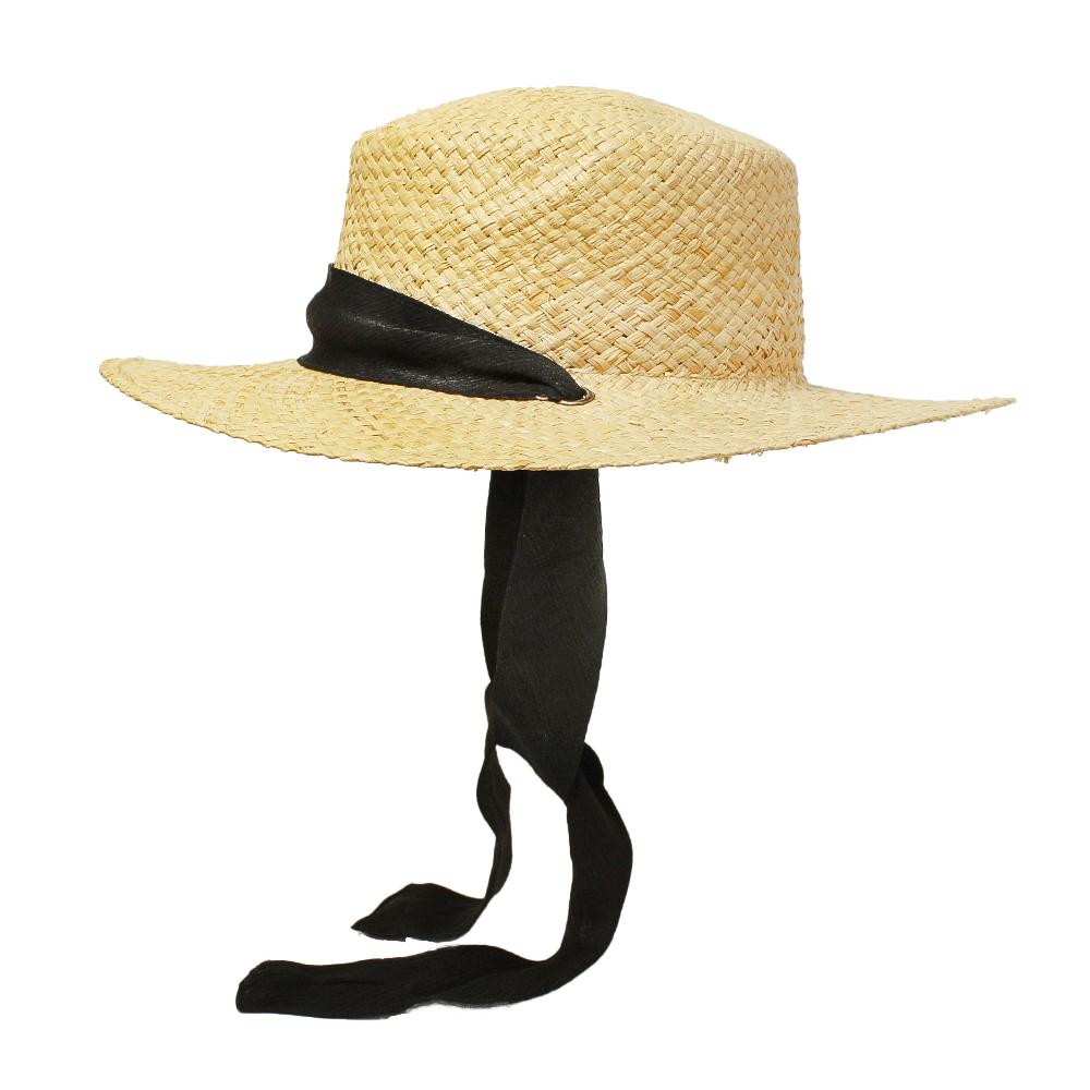 ラフィアシートリボン付きカンカン帽