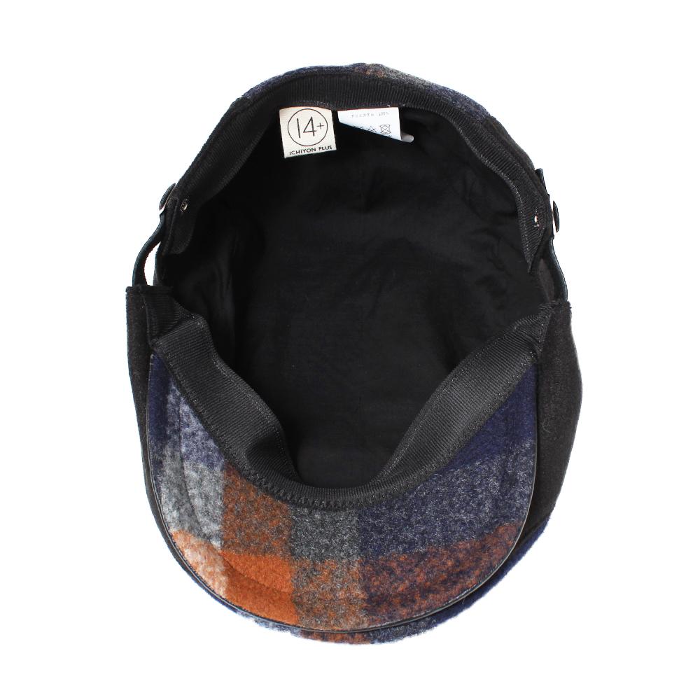 チェックレザー切替ハンチング