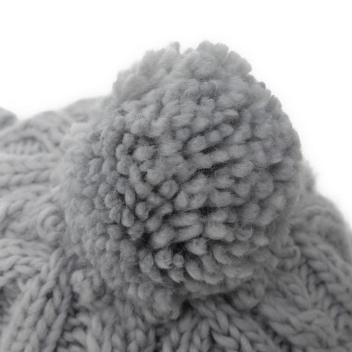 シンプル豆混編みポン付ニット